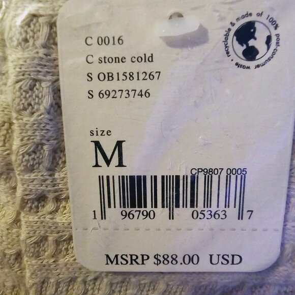 Free People Cream Open Back Juicy Long Sleeve Thermal Cowl Neck Top Medium New - Picture 4 of 5